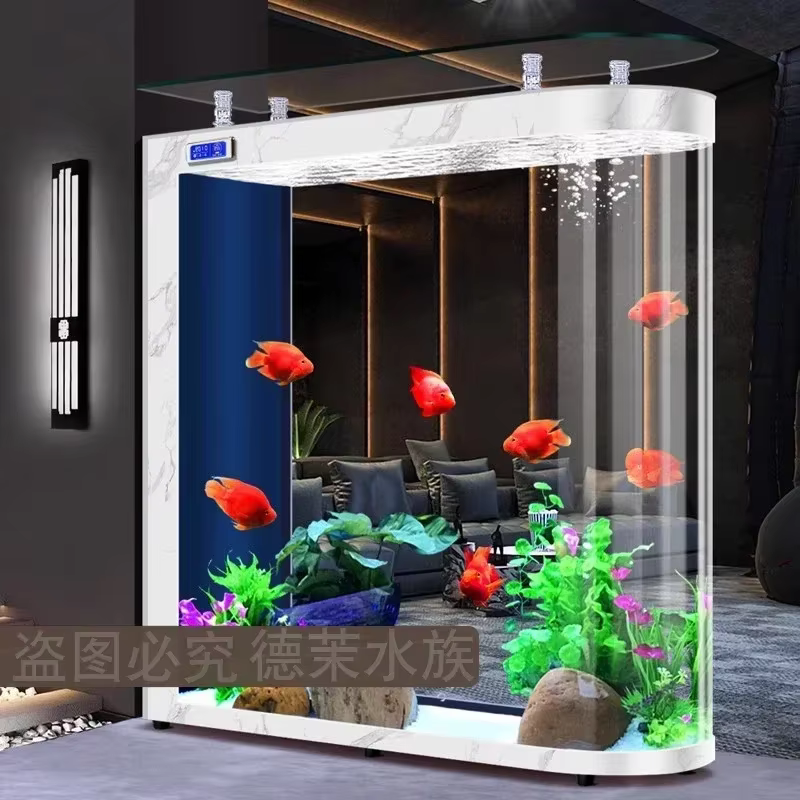 Pared de acuario de vidrio de suelo a techo para salón, partición de pantalla de peces grande y mediana, filtro automático de circulación de agua — imagen 4