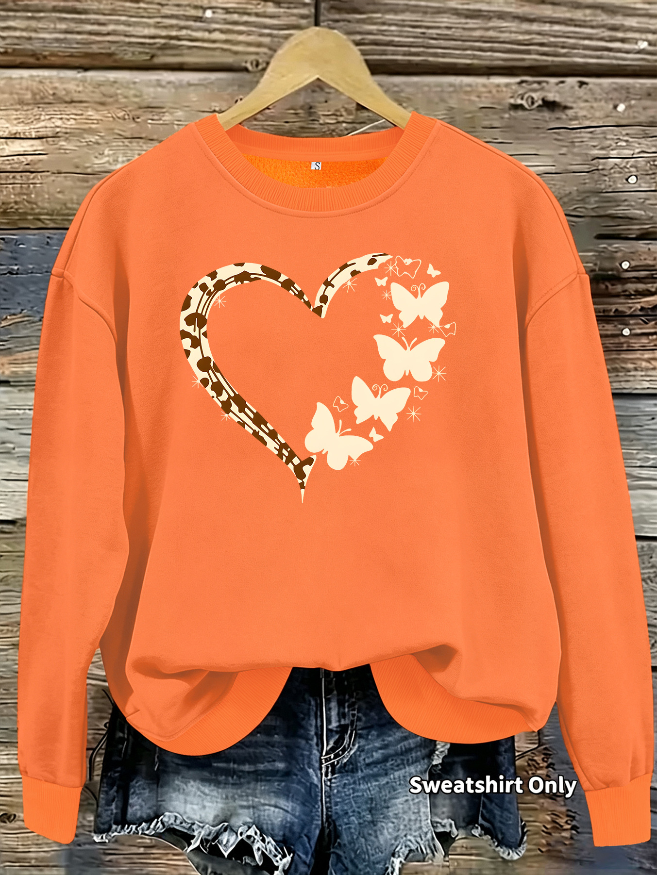 Butterfly and leopard print heart-shaped fleece hoodie — image 12