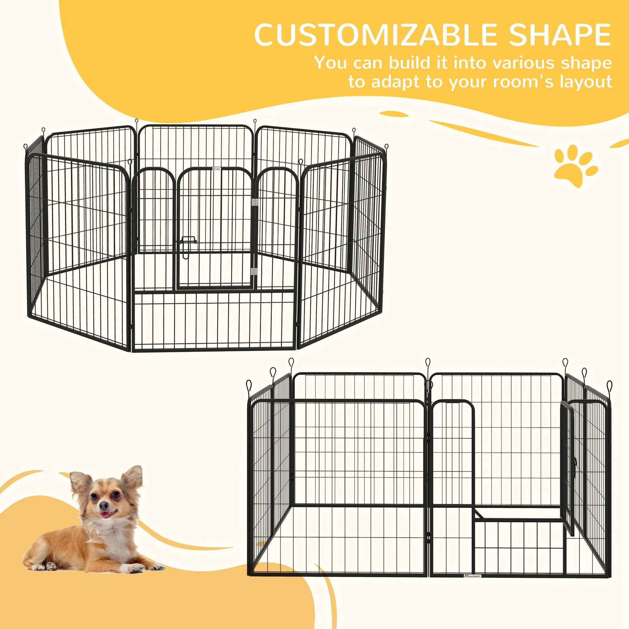 8 Panel Pet Playpen Play Yard Fence Home DIY Heavy-Duty Metal Foldable Indoor Outdoor 31.5"H — image 3