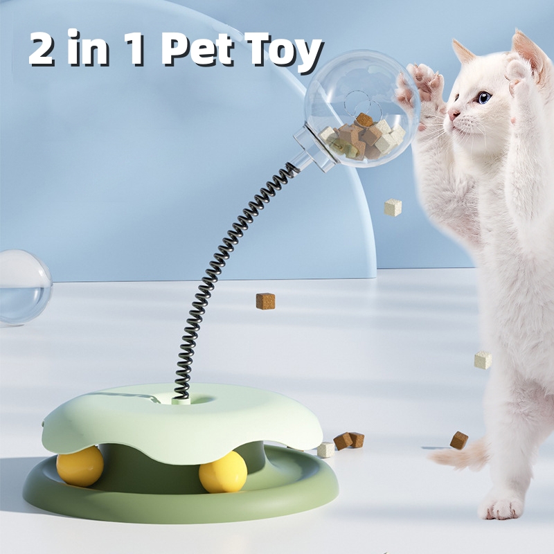 Alimento para Gatos con Fuga 2 en 1 Juguetes Giratorio y Pelota de Resorte, Entretenimiento Divertido para Kitten y Formación de Gatos — imagen 1