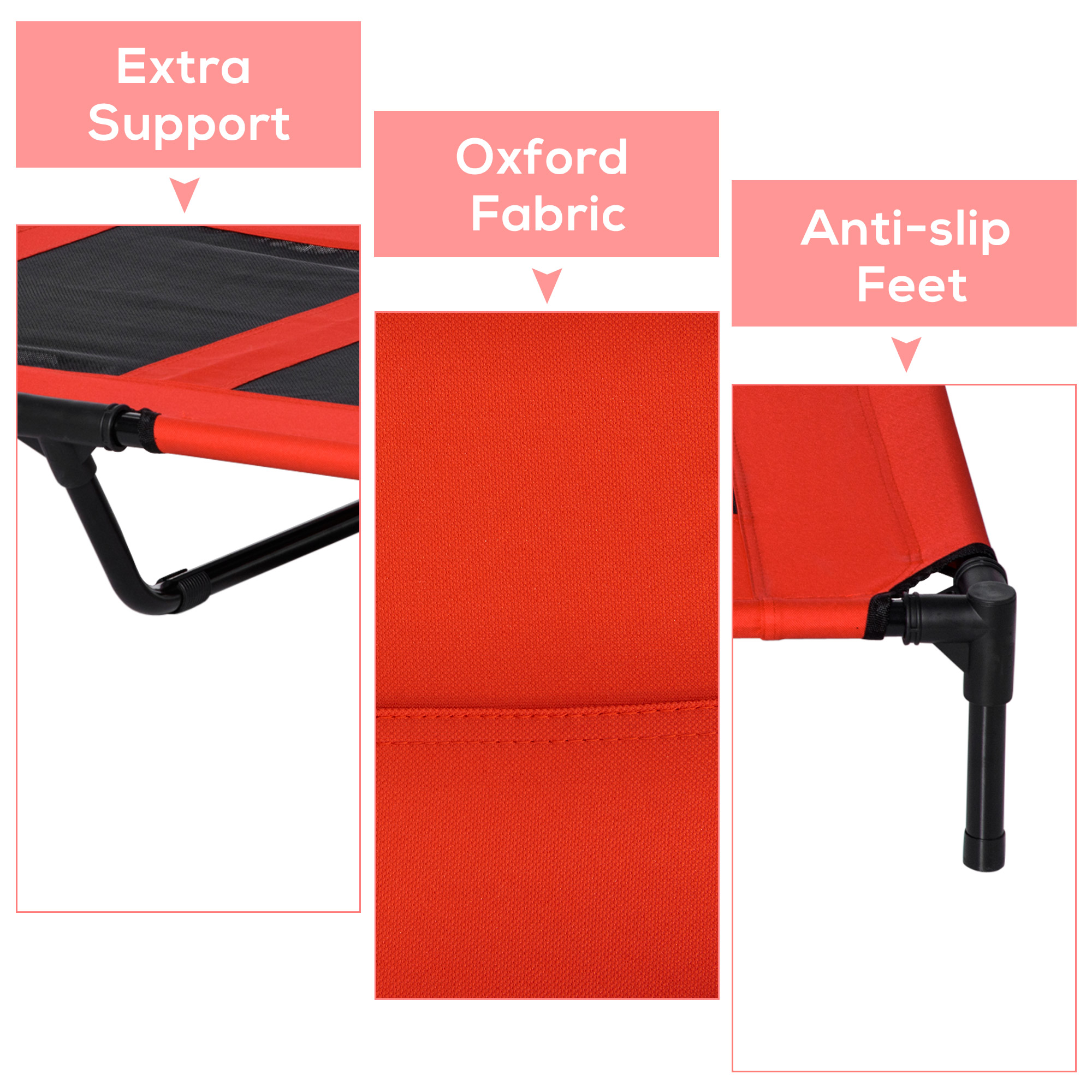 Cama Elevada para Perro de 36" x 30" para Verano, Catre para Mascotas con Ventilación de Malla, Rojo — imagen 4