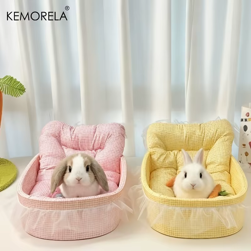 Soft Cute Bunny Princess Nest - Fluffy Rabbit Bed with Lace Edges, Cozy Plush Bedding for Small Pets, Hamsters, Guinea Pigs — image 2