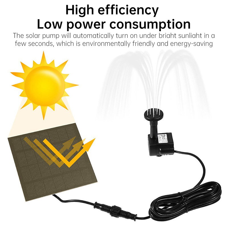 Solar-Powered Mini Fountain Pump – 200L/H Brushless Pump with 4 Spray Nozzles for Garden, Pond & Fish Tank — image 6