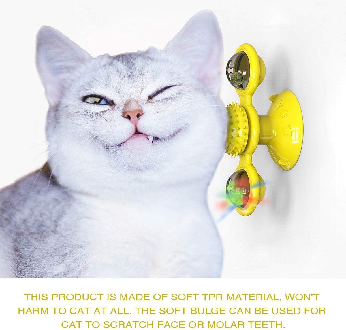 Animal Doll Stuffed Cat Pet Catnip Grass Toy Interactive Windmill Cat Toys With Catnip Cat Toys For Indoor Cats Funny Kitten Toys With LED Light Ball Suction Cup Cat Nip Toy For Cat Chew Exerc — image 9
