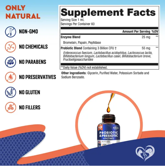 Suplementos Probióticos y Prebióticos con Enzimas para Perros y Gatos Salud Intestinal Completa Alimentos de Animales de Compañía — imagen 2