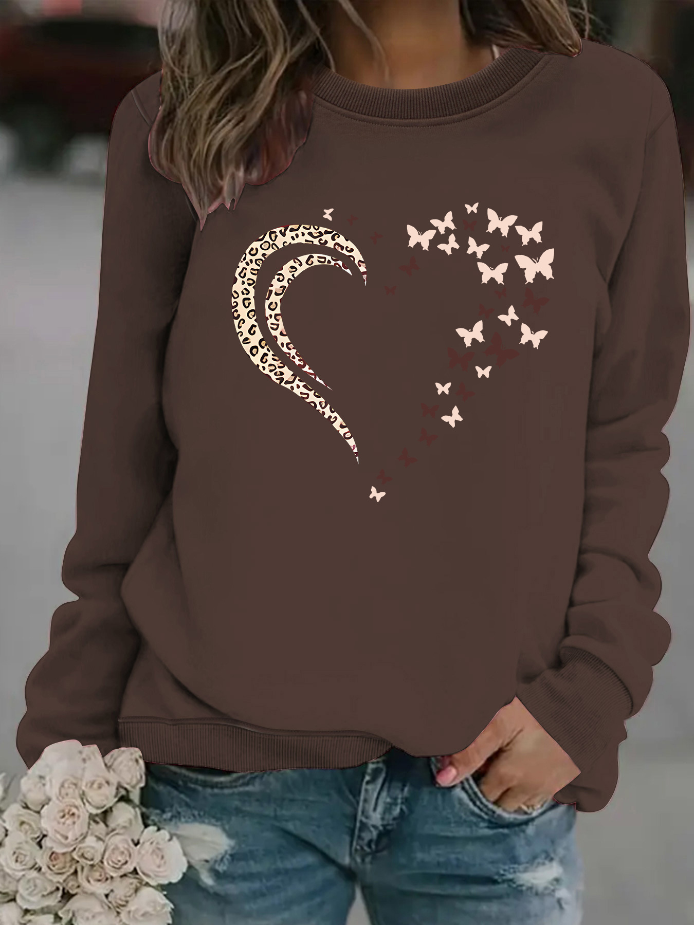 Butterfly print hoodie round neck hoodie — image 11