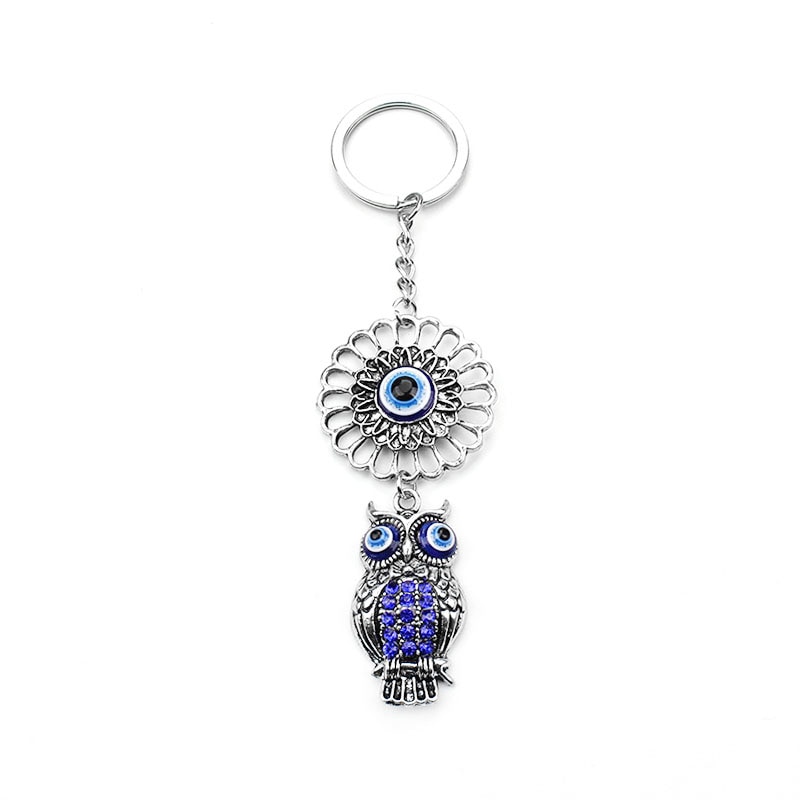 Llave de Amuleto con Halcón Azul con Ojo Malo Protección y Suerte Tela de Cristales para Colgar — imagen 3