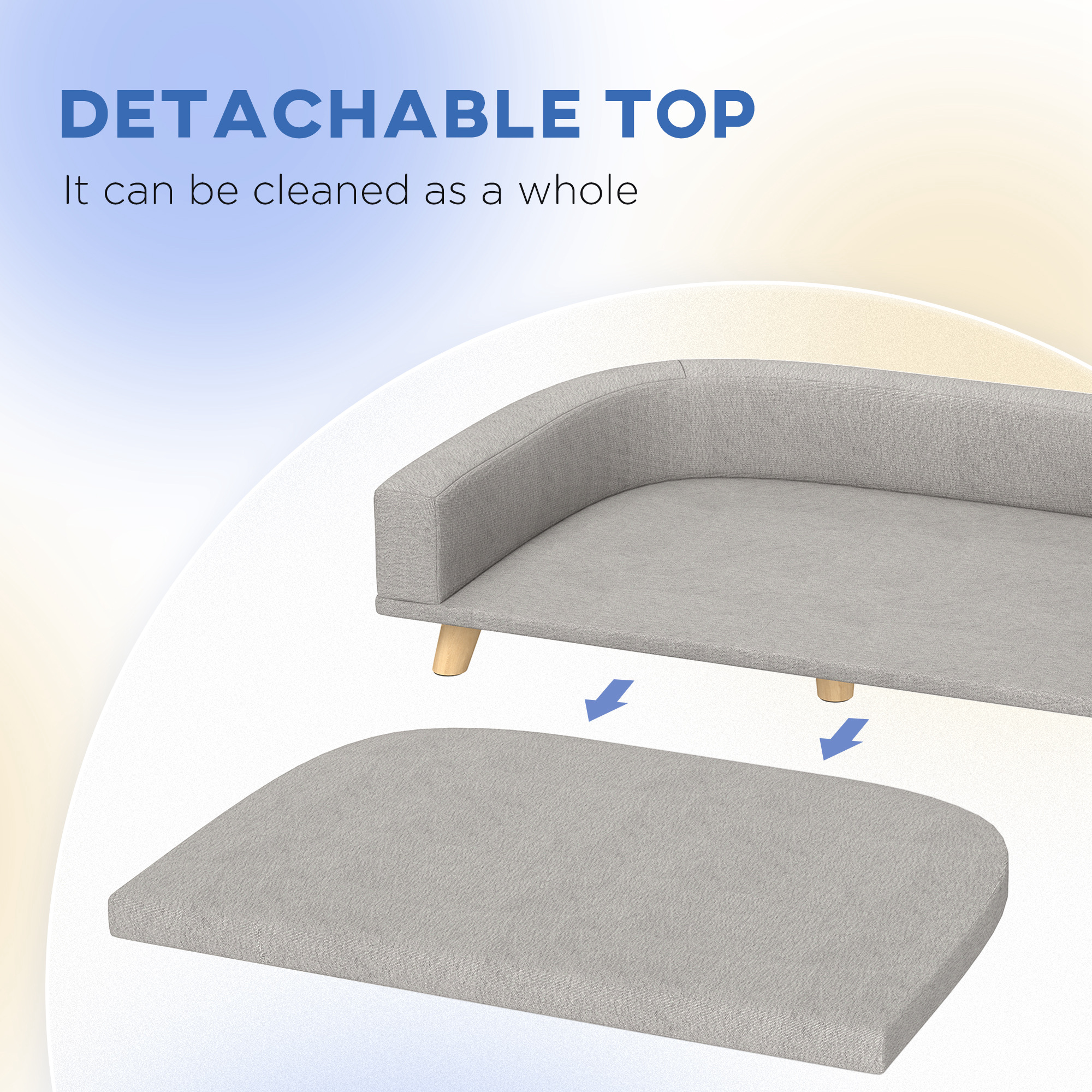 Sofá para Perros con Almohada Limpiable, Gris - Ideal para Perros Grandes y Gatos — imagen 6