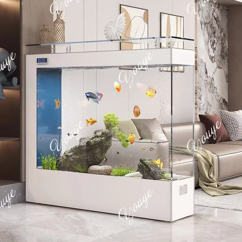 B-Y Acuario de Lujo Ligero para Sala de Estar, Vidrio Ultra Transparente de Piso a Techo, Tamaño Mediano y Grande, Divisor Ecológico — imagen 2