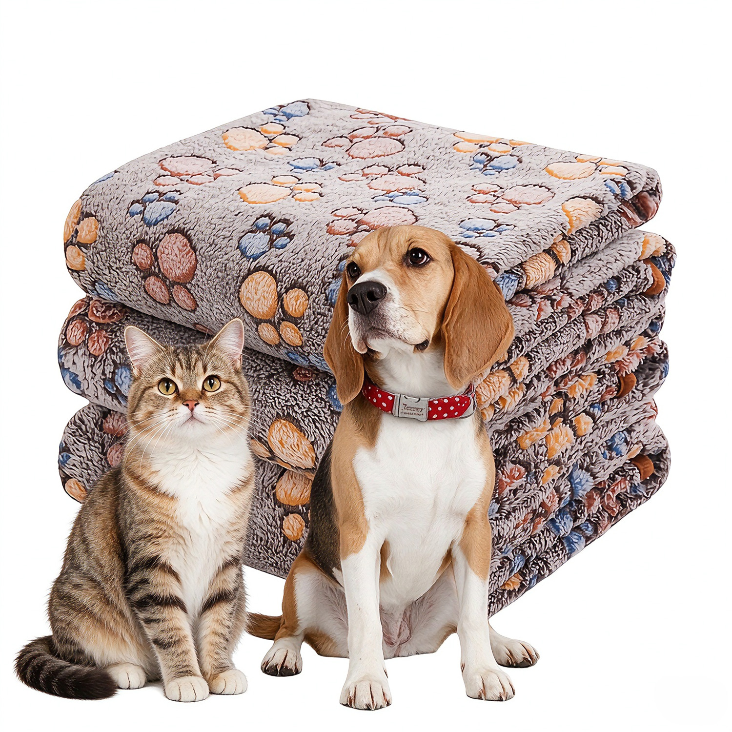 3 Pack Pet Blanket, Soft Plush Paw Print Dog Blanket Washable, Warm Fleece Cat Blanket For Large Medium Dogs, Sofa Couch Bed Cage Protector, 23 X 16 In, 30 X 20 In, 41 X 31 In, 47.2 X 39.3 In — image 1