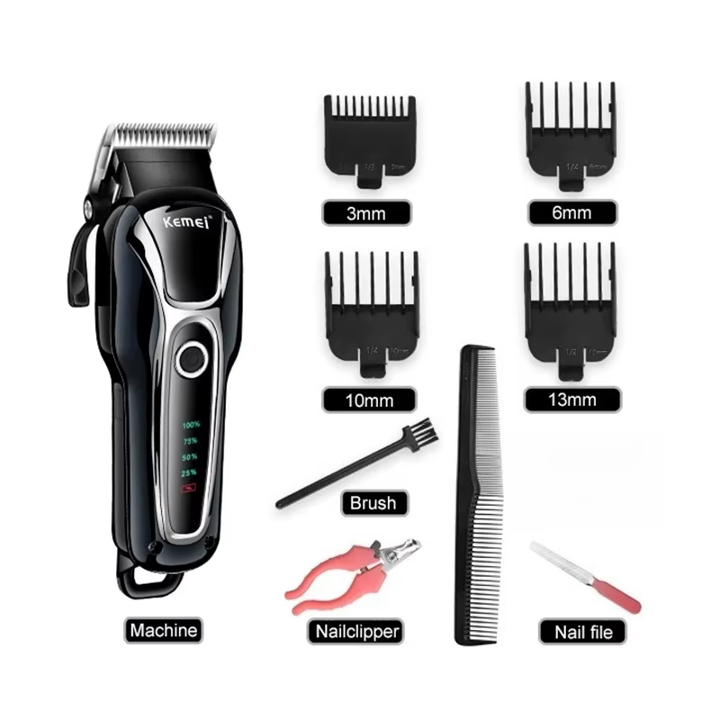 Kemei Rechargeable Professional Dog Hair Trimmer for Cat Cutter Grooming Machine Hair Remover Animal Hair Clipper for Pet — image 5