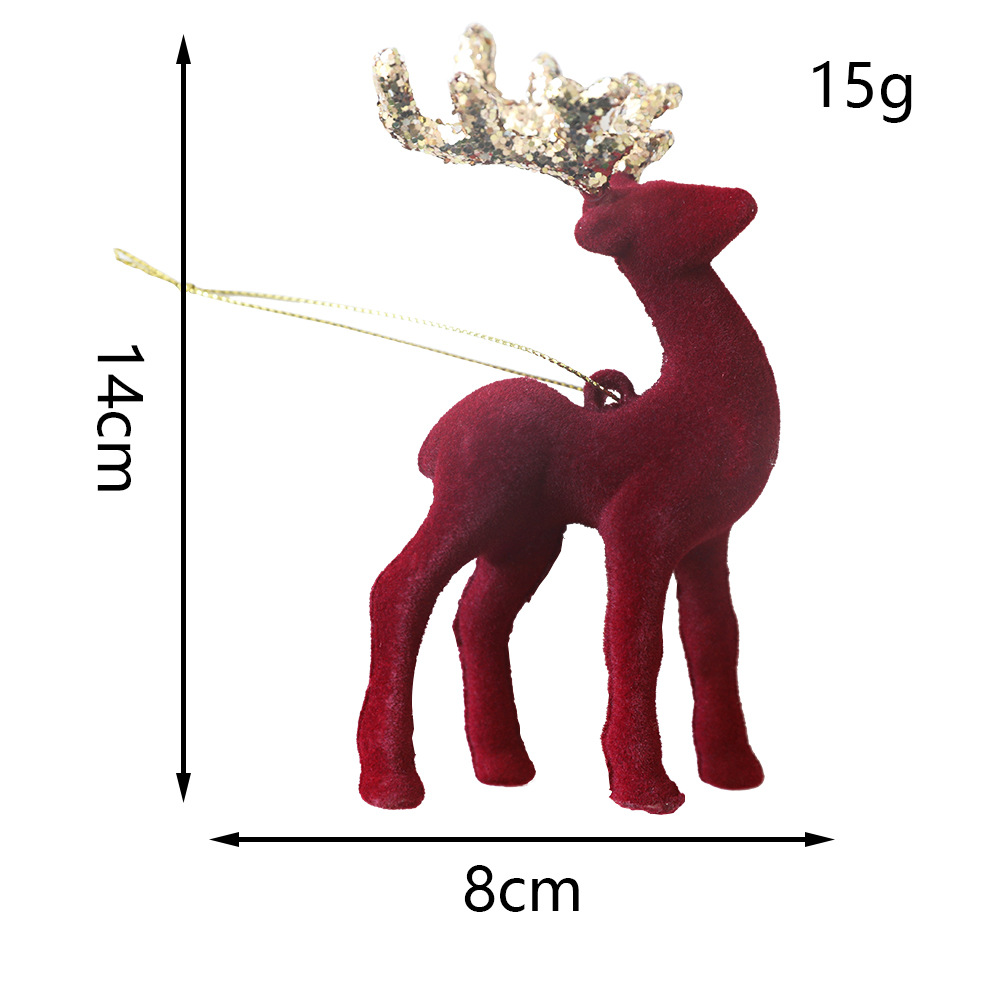 Christmas Deer Pendant Christmas Tree Decoration Sparkling Pink Plush Deer Ornament — image 6