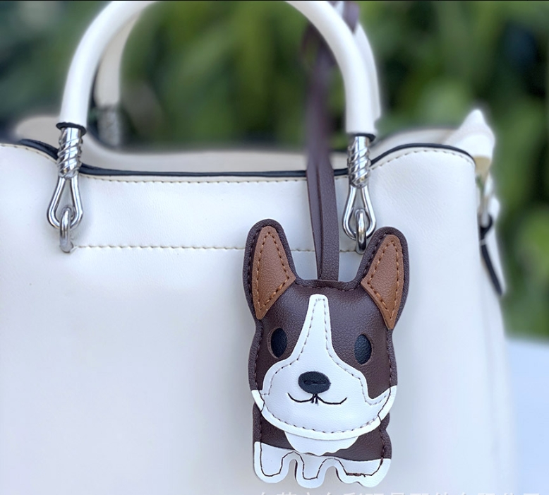 Corgi Dog Keychain Leather Bull Terrier Car Keychain Cute Corgi Leather Pendant — image 6