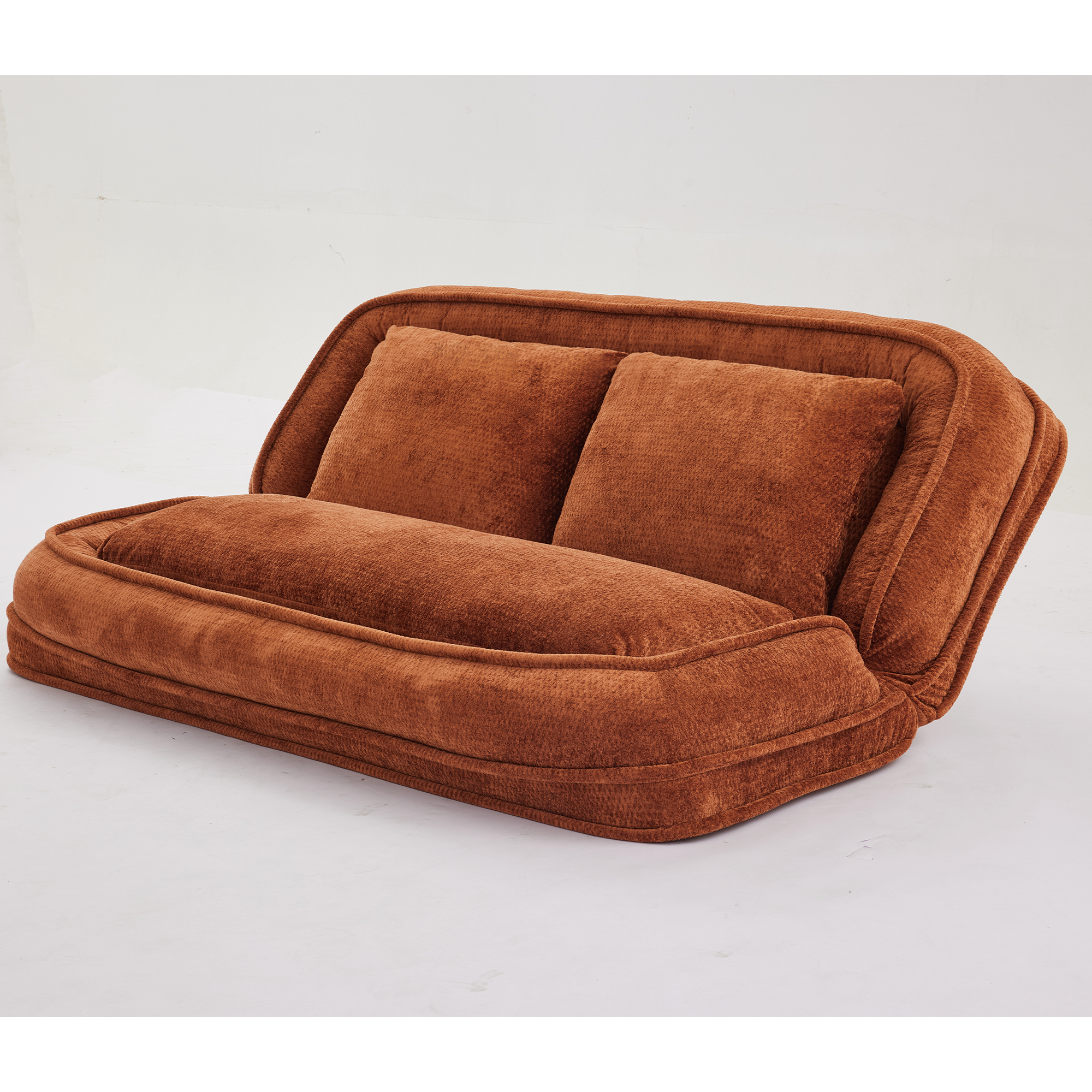 Silla de descanso doble para perros, Sofá relajante, Silla de amor, Adecuada para ti y tus mascotas, Couch de piso extra grande, Puedes sentarte o acostarte, 2 en 1, 5 posiciones ajustables, Almohada rellena, 2 asientos, Chenille naranja — imagen 7