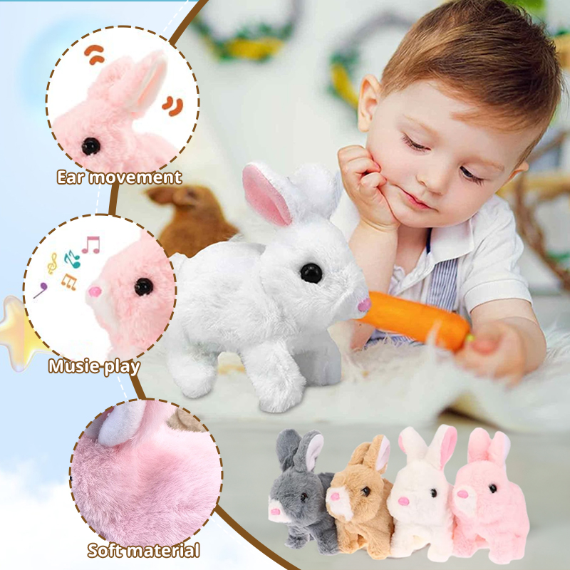 Upgraded Interactive Bunny Toy. Hops, walks, talks, shakes ears. Plush Gift for Kids (Grey) — image 10