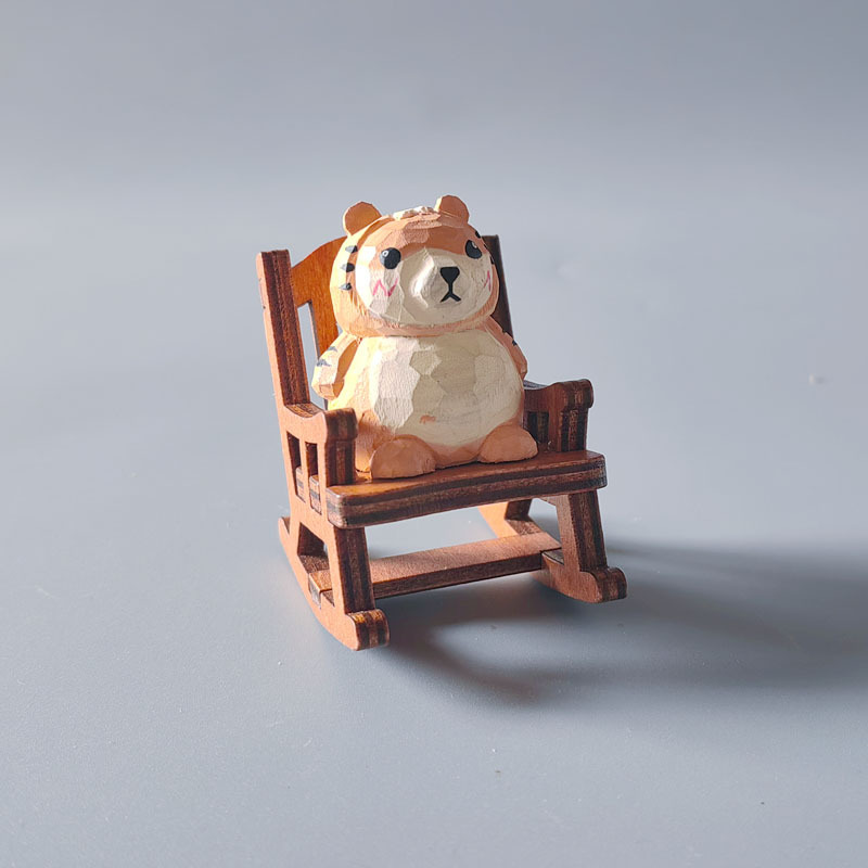 Wooden carving ornaments solid wood handmade carving Shiba Inu kitten decoration — image 20