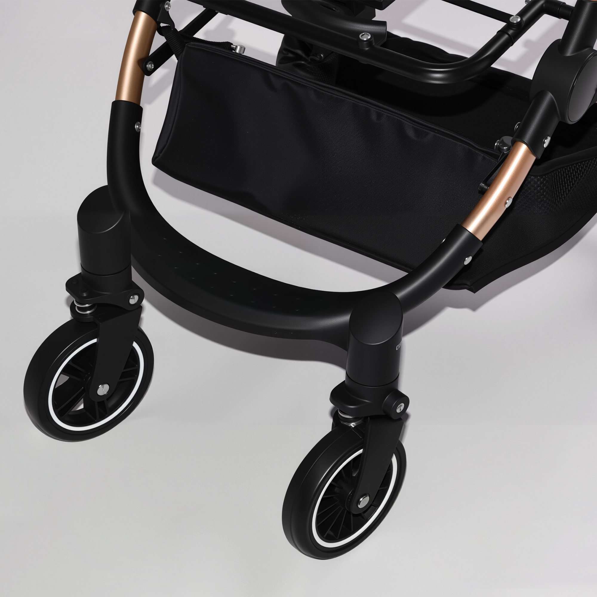 Pet Stroller for Dogs and Cats, 2-in-1 Detachable Foldable 4 Wheels Pet Stroller, Quick One-Hand Fold, Storage Basket, Detachable Carry Basket with Sun Canopy(Black+Gold) — image 20