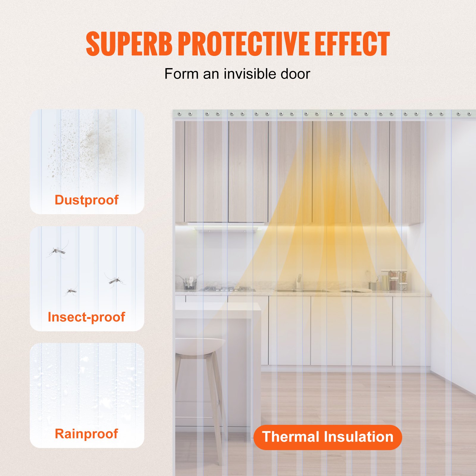 Strip Curtain, 164' Length X 8" Width X 0.08" Thickness, Clear PVC Smooth Curtain Strip Door Bulk Roll, Plastic Door Strips For Doorways Of Supermarket, Garage, Warehouse, Barn, Pet Animal House — image 5