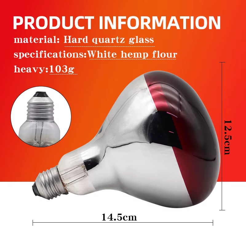 Lámpara Infrarroja de 100W/150W/200W/250W/275W para Granjas y Animales: Calefacción para Peces, Pollos, Cerdos — imagen 2