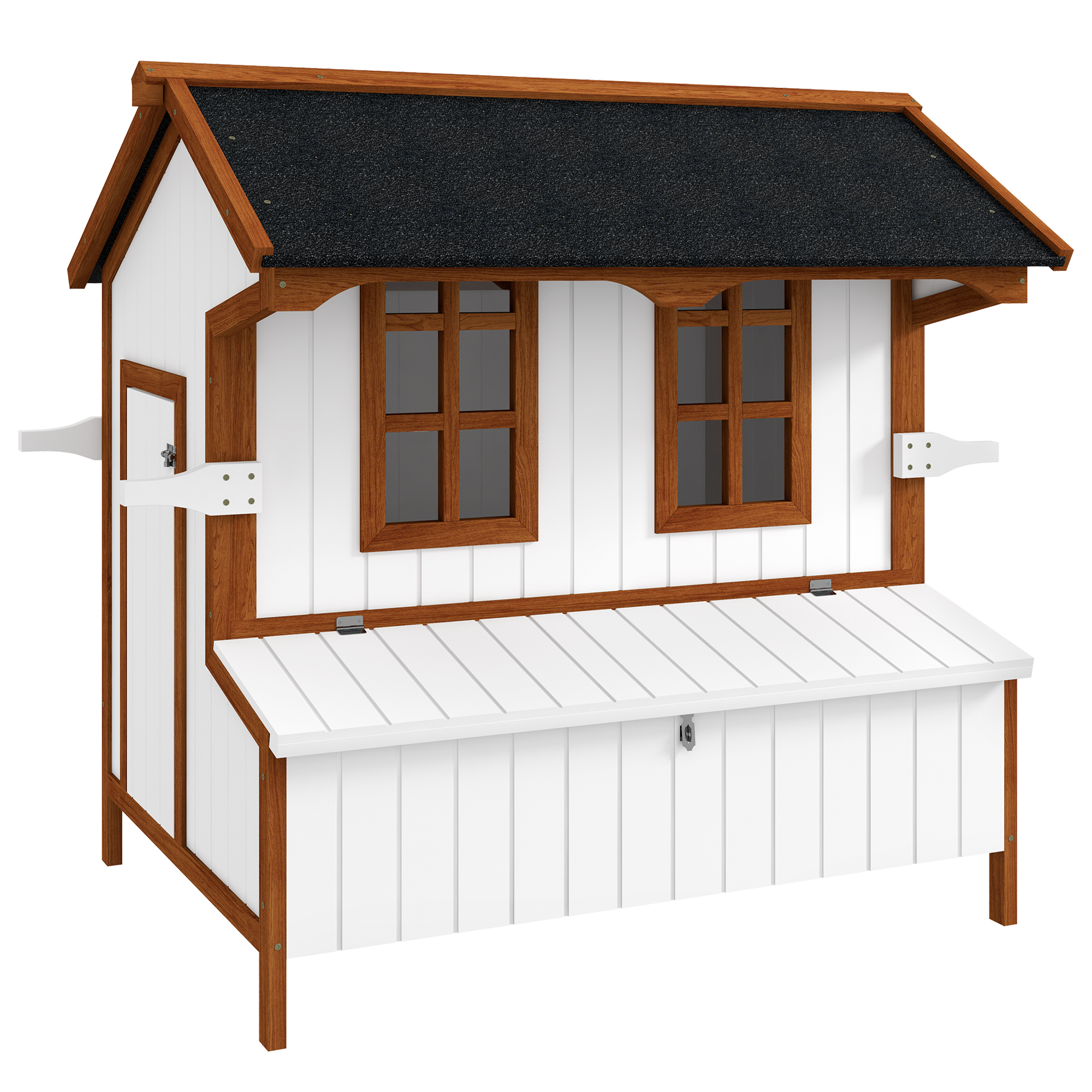 PawHut 47 Chicken Coop Wooden Chicken House Rabbit Hutch Raised Poultry Cage Portable Hen Pen Backyard With Nesting Box And Handles — imagen 1
