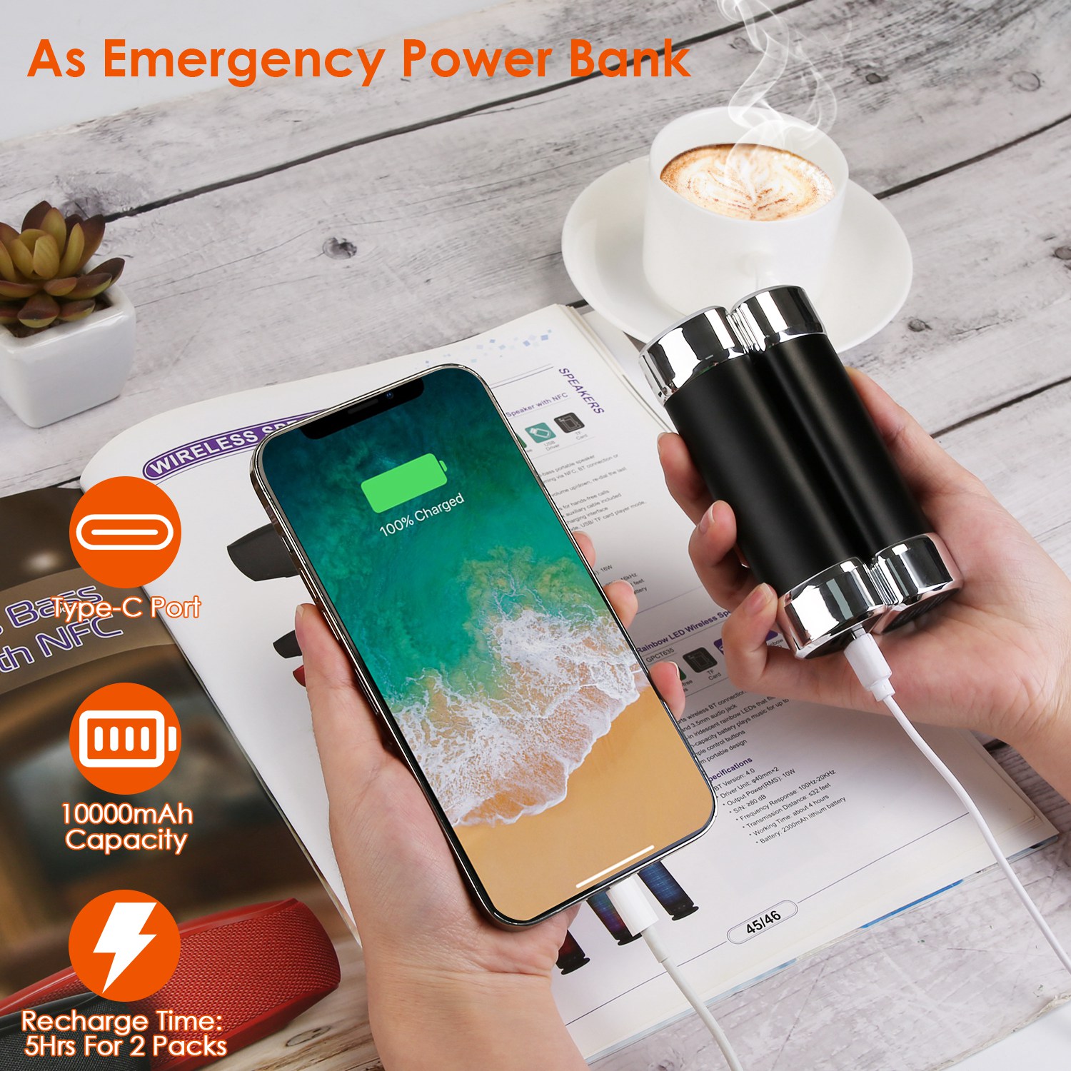 Paquete de 2 Calentadores de Manos Magnéticos Divisibles 2 en 1, Calentador Eléctrico de Bolsillo Portátil y Power Bank Con 3 Niveles de Calor, Para Camping, Caza, Pesca y Esquí — imagen 10