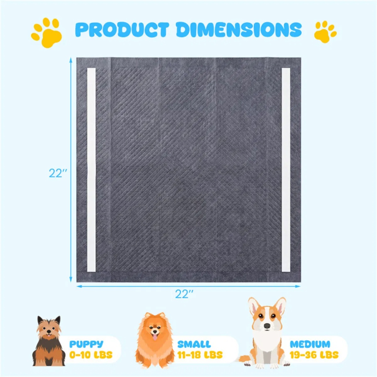 150 Pack Charcoal Dog Pee Pads 24, 6 Layer Ultra Absorbent Pet Training Pads With Odor Control — image 3
