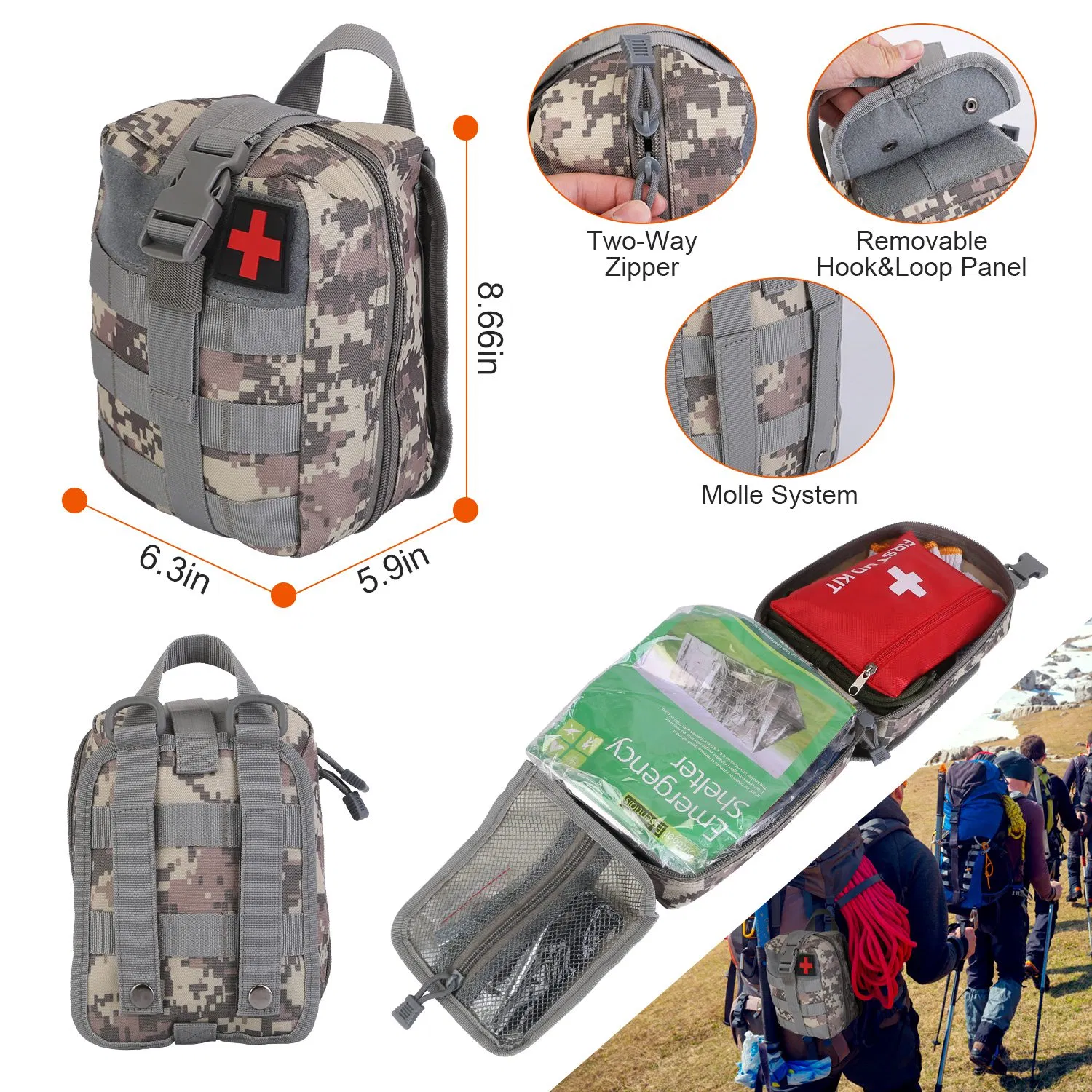 125Pcs Survival Kits Professional Emergency Survival Gear Tactical First Aid Kit Supplies for Outdoor Adventure Camping Hiking Hunting — image 15