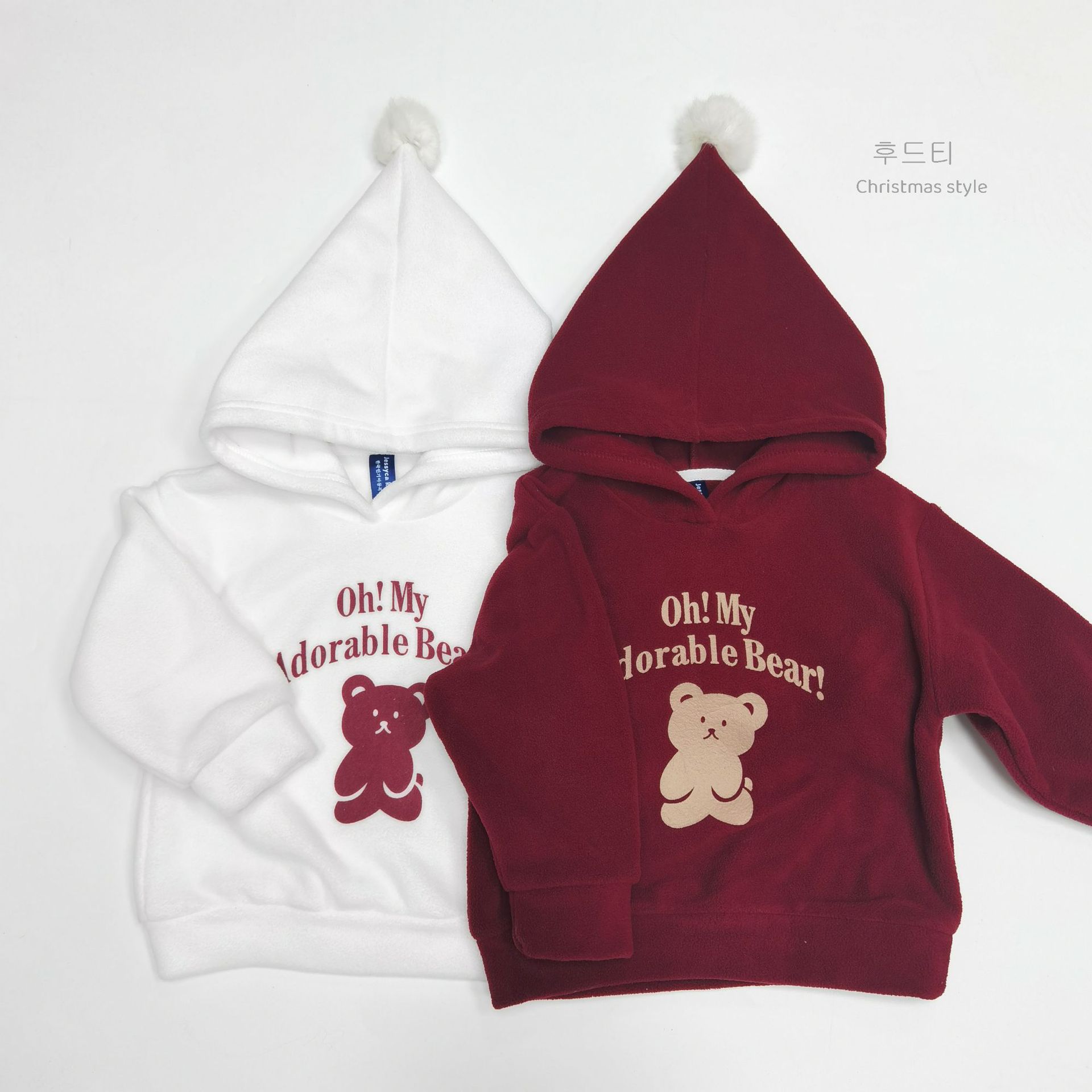 Cute teddy bear printed fleece hoodie — image 2