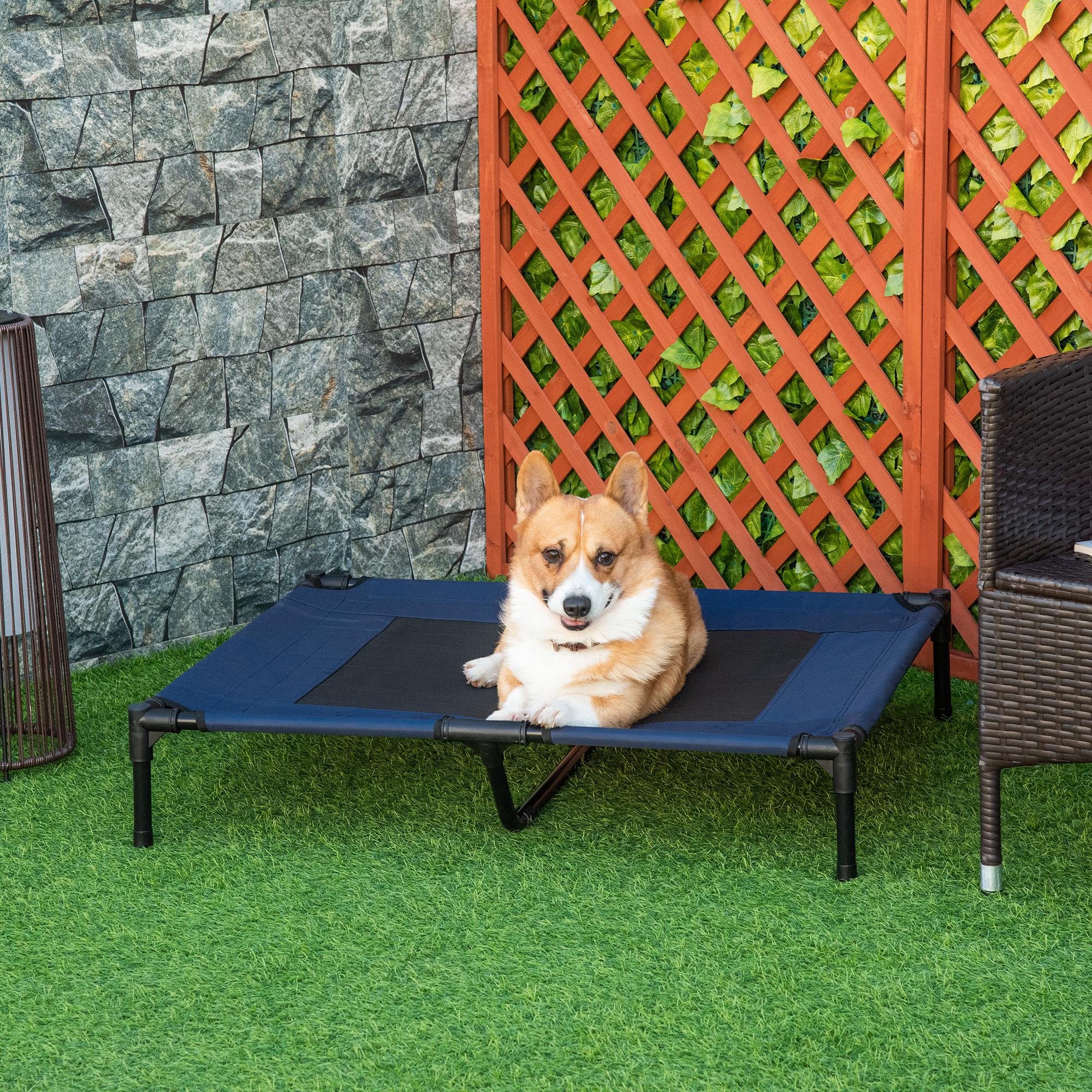 Cama Elevada para Perro de 36" x 30" para Verano, Catre para Mascotas con Ventilación de Malla, Azul — imagen 1