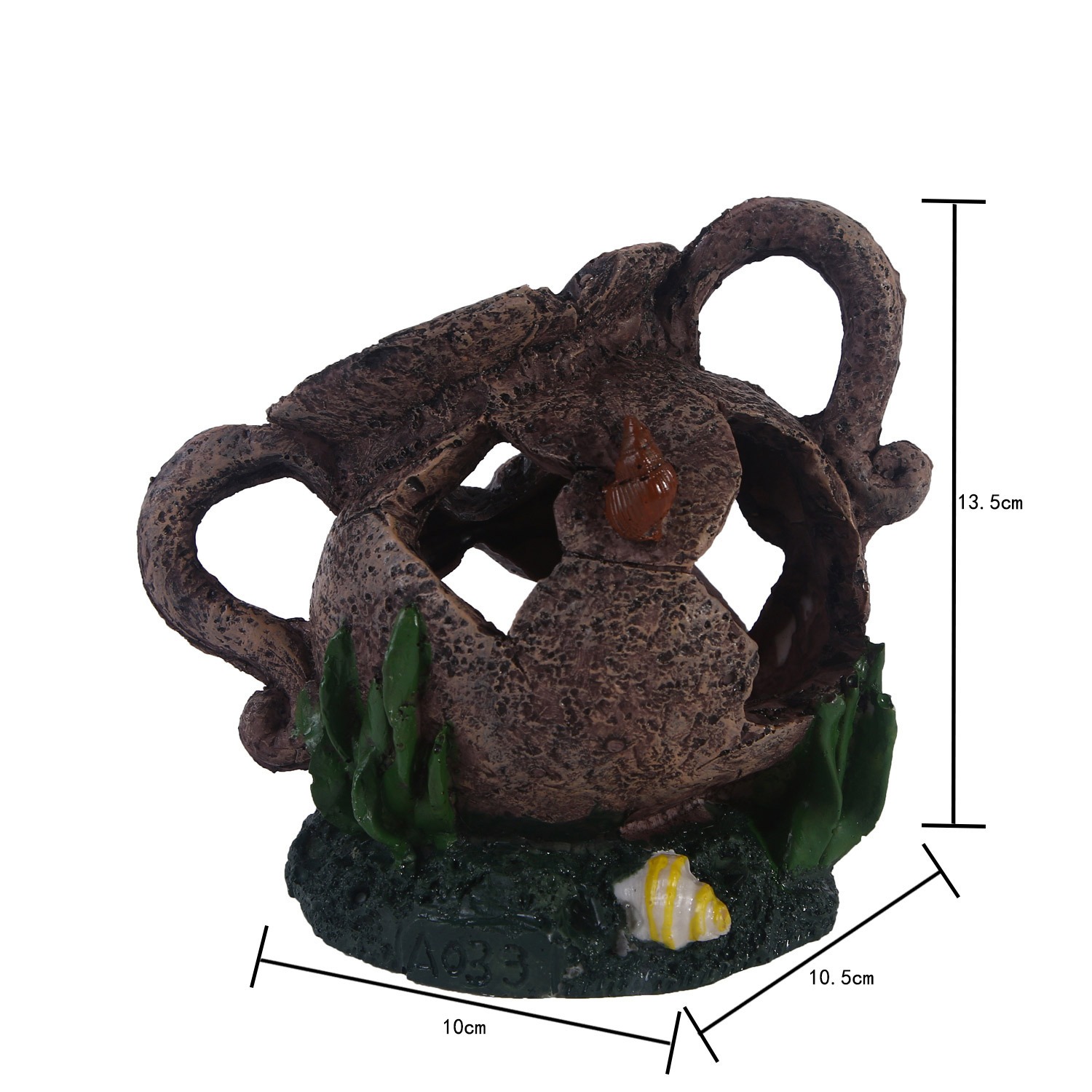 Decoración de peces y lagartos en forma de cráneo de césped artificial para acuario con habitación oculta — imagen 3