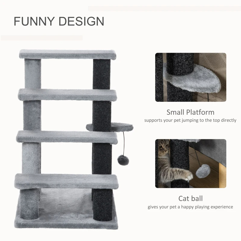 Cat Tree, Cat Tower Cat Stair Steps With Scratching Post, Hanging Play Ball For High Bed, Sofa, Indoor Outdoor — image 7