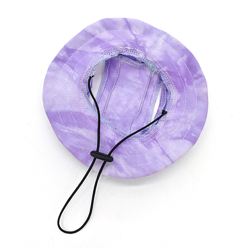 Pet hat with leaky ears cotton tie dye cat dog fisherman hat anti fall lace up sun hat — image 1