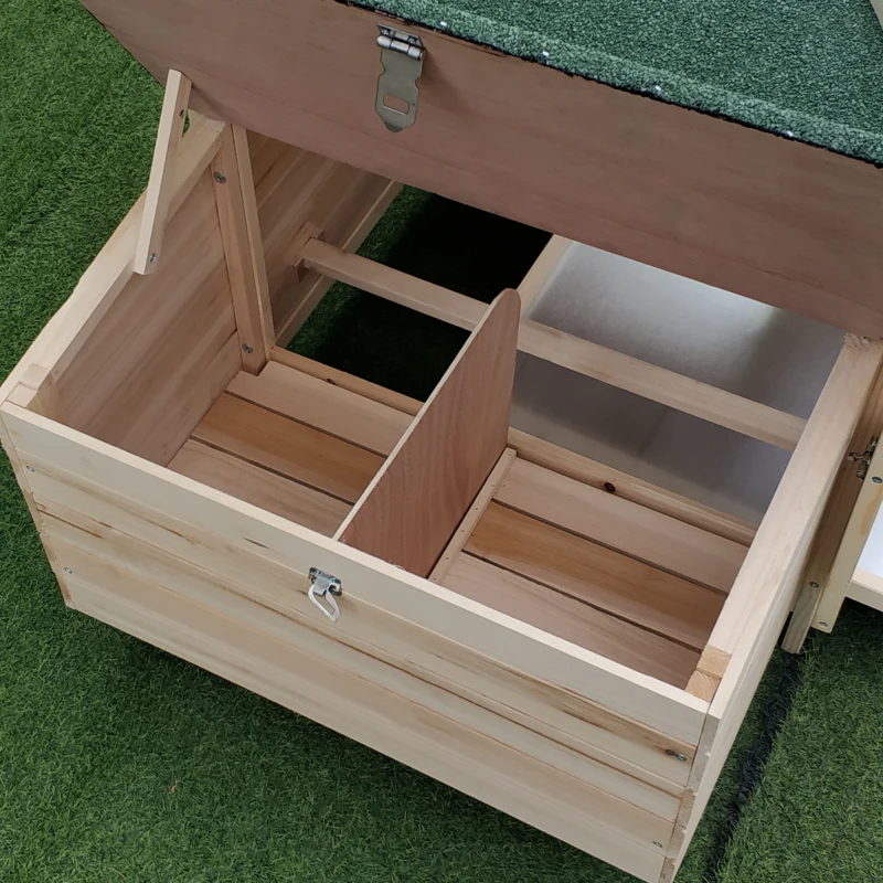 Wooden Chicken Coop With Nesting Box, Cute Outdoor Hen House With Removable Tray, Ramp Run, For Garden Backyard, Natural — imagen 3