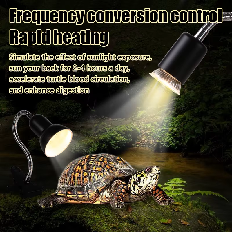Soporte de lámpara de calefacción para reptiles con luz UVA UVB rotatable punto de calor simulación del sol para tortuga lagarto dimmer 220-240V — imagen 3