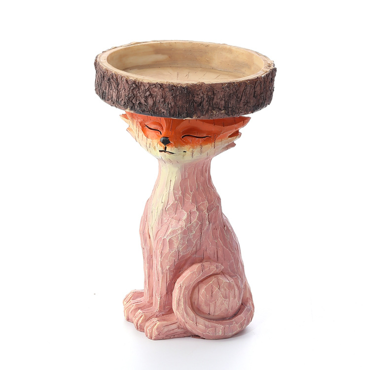 Polyresin Sunflower Bird Bath Fox Bird Feeder Resin Ornament Decoration — image 5