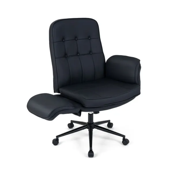Silla Cruzada con Reposabrazos Ajustable en 5 Posiciones, Silla de Escritorio Giratoria de Cuero Resistente a Rasguños de Gato con Bolsillos Laterales — imagen 1