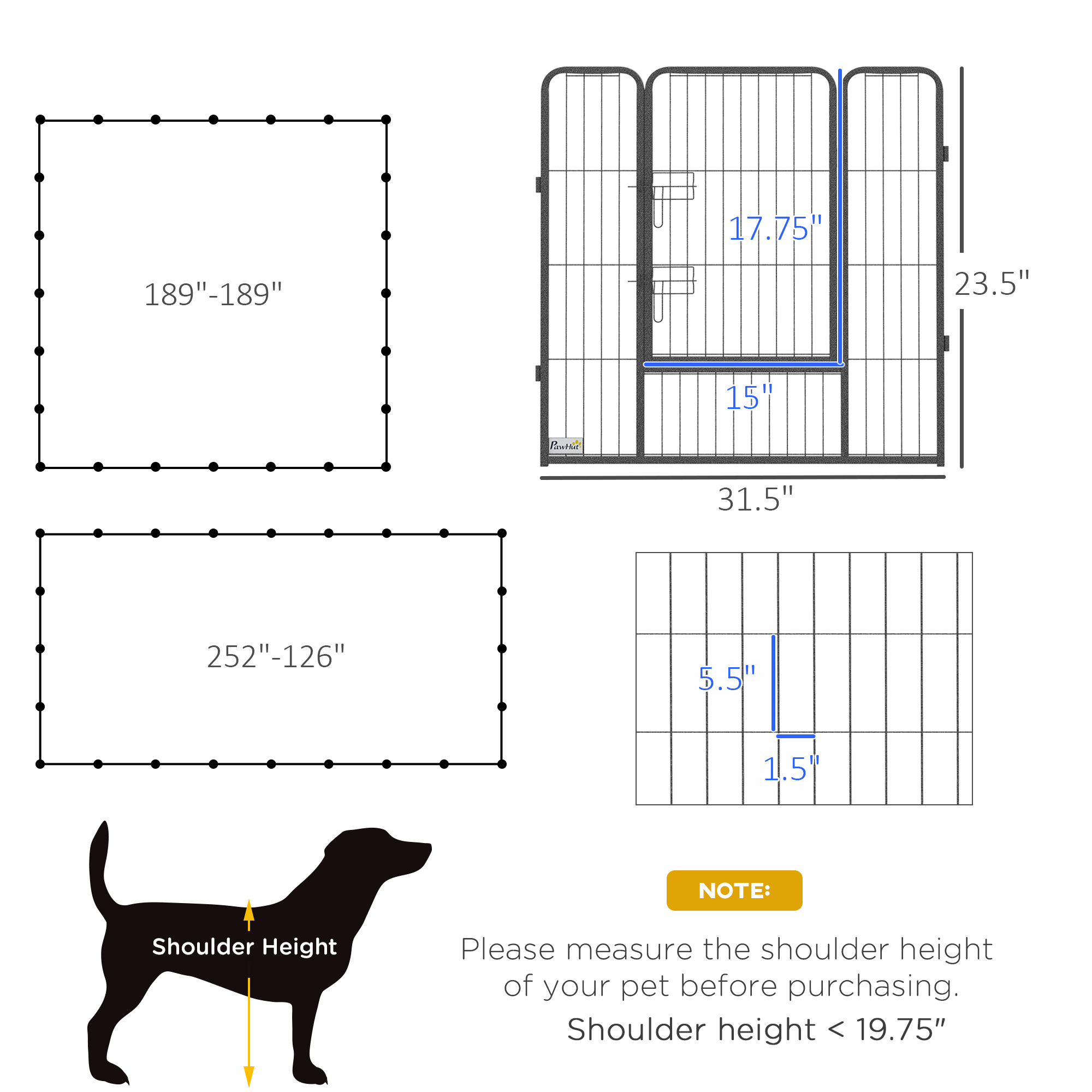 Corral para Perros de 24 Paneles para Perros Pequeños y Medianos con Puerta con Seguro, 15.7 x 15.7 x 2.6 — imagen 4