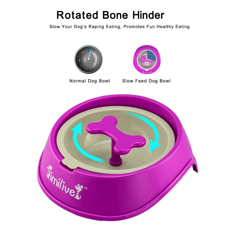 Rotary Anti Choke Pet Feeder dog Slow Eating Drink Bowl Bone Shaped Prevent Gluttony Obesity Anti-skid Pet Supply sport dish — image 5