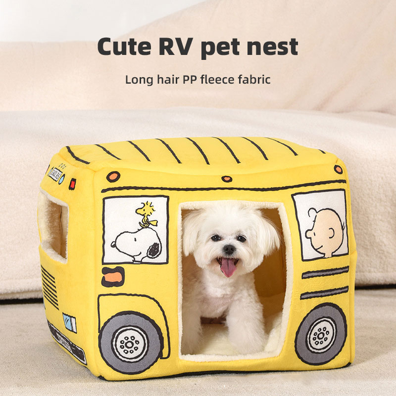 Gato en forma de autobús - Caja para mascotas adorables para todo el año - Universal - Semi cerrada - Caja para gatos pequeños y perros medianos plegable — imagen 1