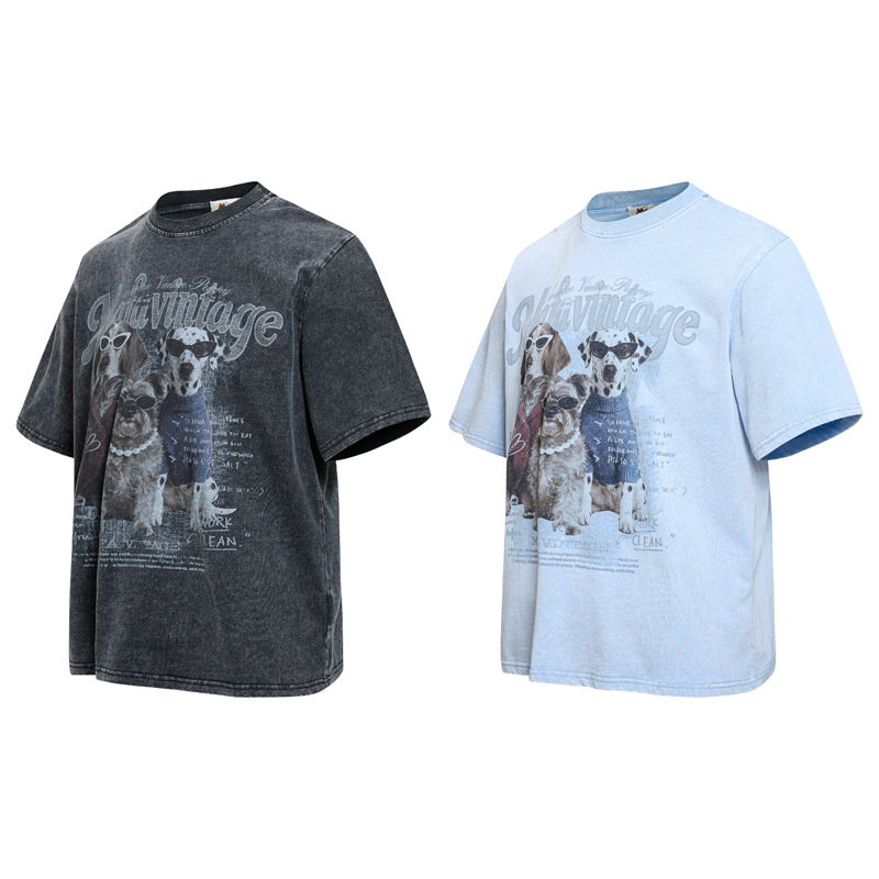 Cartoon sunglasses puppy print short sleeved T-shirt — image 5