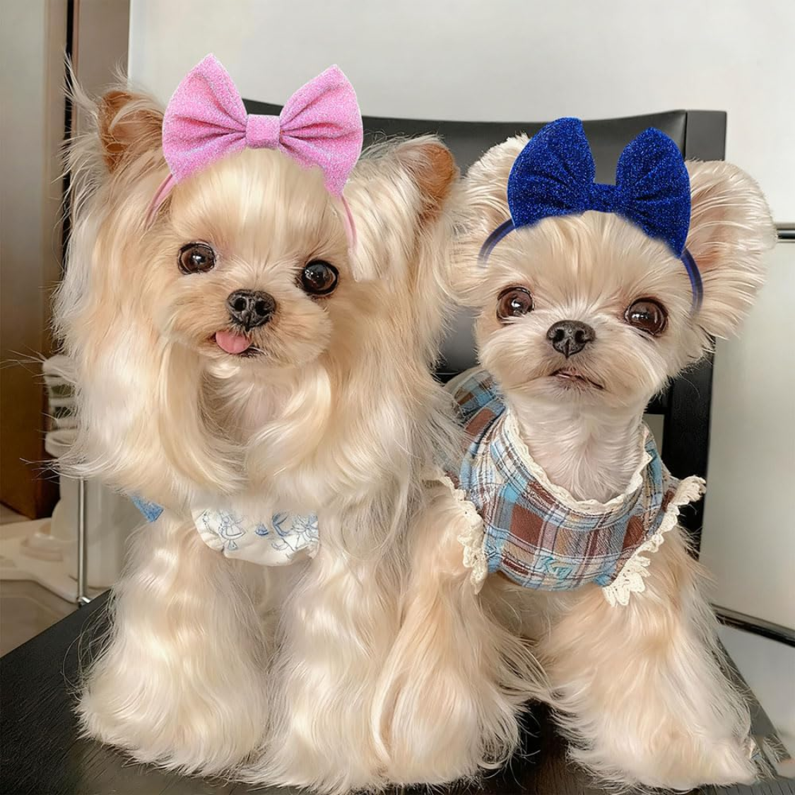 4 Piezas de Diadema con Moño para Perros Pequeños y Medianos, Ajustable, Accesorios de Peluquería para Mascotas, Cachorros y Gatos — imagen 7
