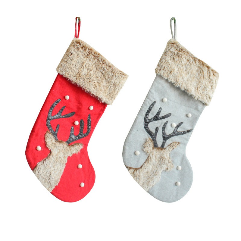 Christmas Decorations Cute Red Deer Head Socks Plush Candy Socks Christmas Supplies Gift Bag — image 1