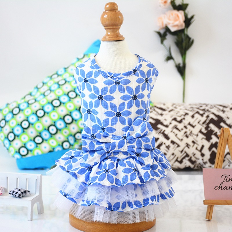 Dog Clothes Spring And Summer Thin Skirt Pet Clothes Summer Cute Bow Tutu Skirt Teddy Dog Clothes — image 1