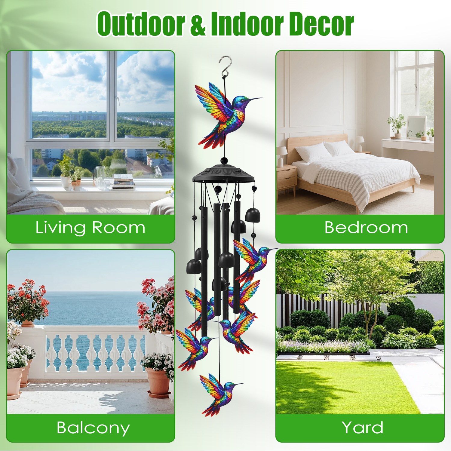 Butterfly Wind Chimes For Outside Metal Wind Chimes With Aluminum Tubes Deep Soothing Sound Decor For Garden Yard Home Patio Gift For Women Men — image 10