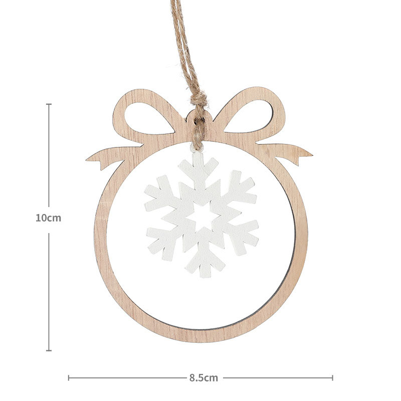 Christmas decorations, wooden Christmas hollowed out Christmas tree ornaments, wooden five pointed star reindeer snowflake ornaments — image 8