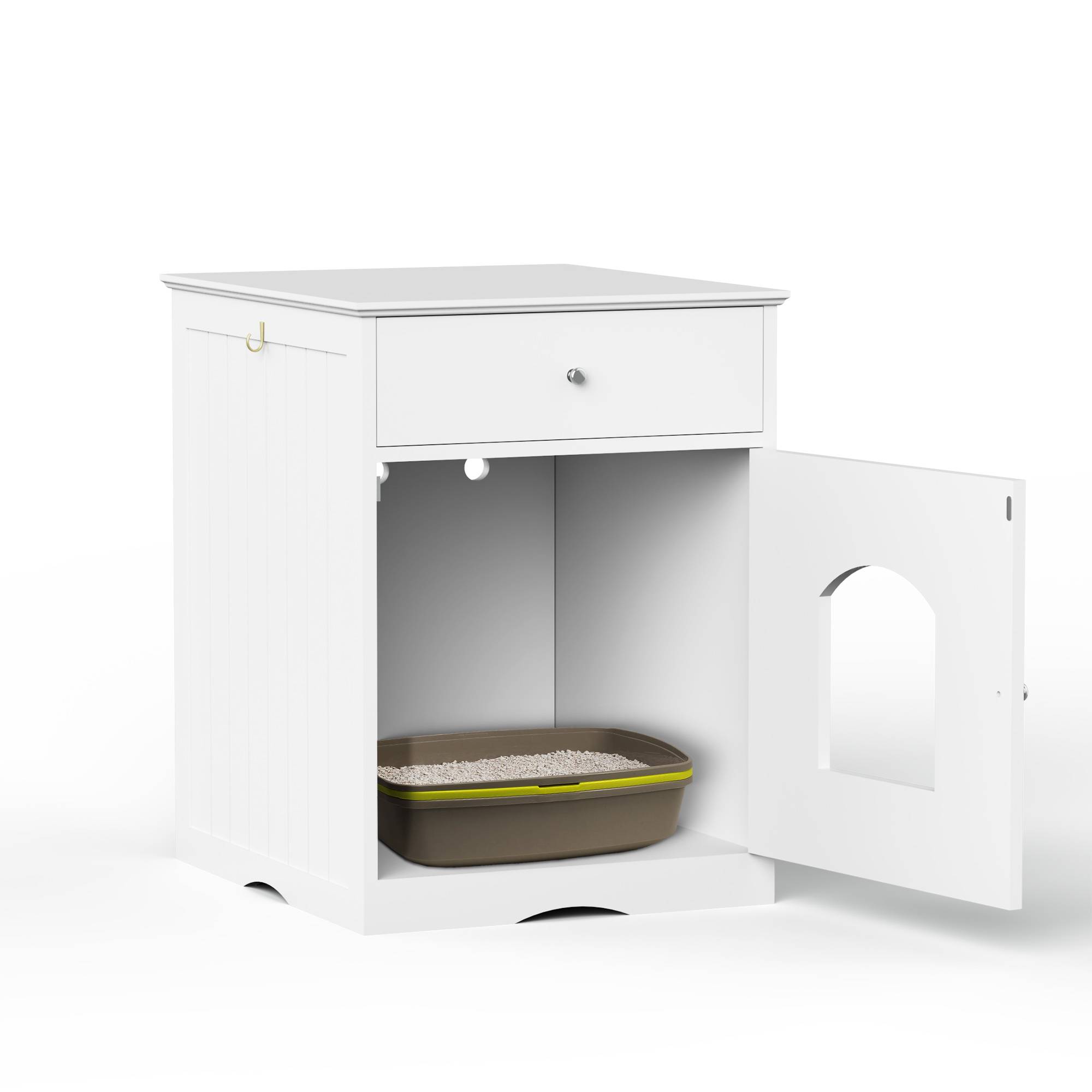 Wooden Pet House Cat Litter Box Enclosure With Drawer Side Table Cat Home Nightstand — image 8