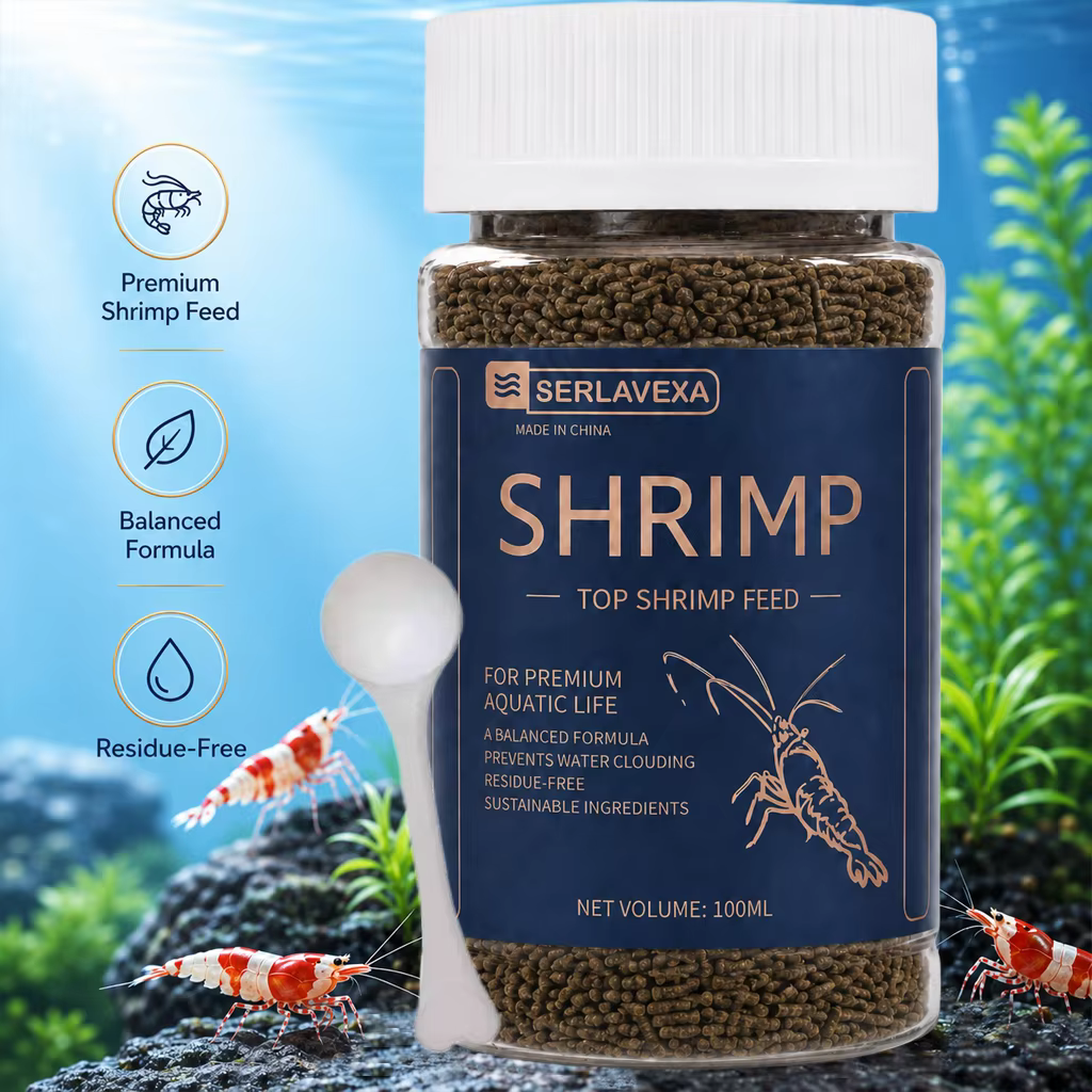 Alimento para Camarones de Acuario, Alto en Calcio, Nutritivo para Camarones de Concha Negra y Otros Camarones Pequeños, Dieta Diaria con Cuchara Dosificadora — imagen 1