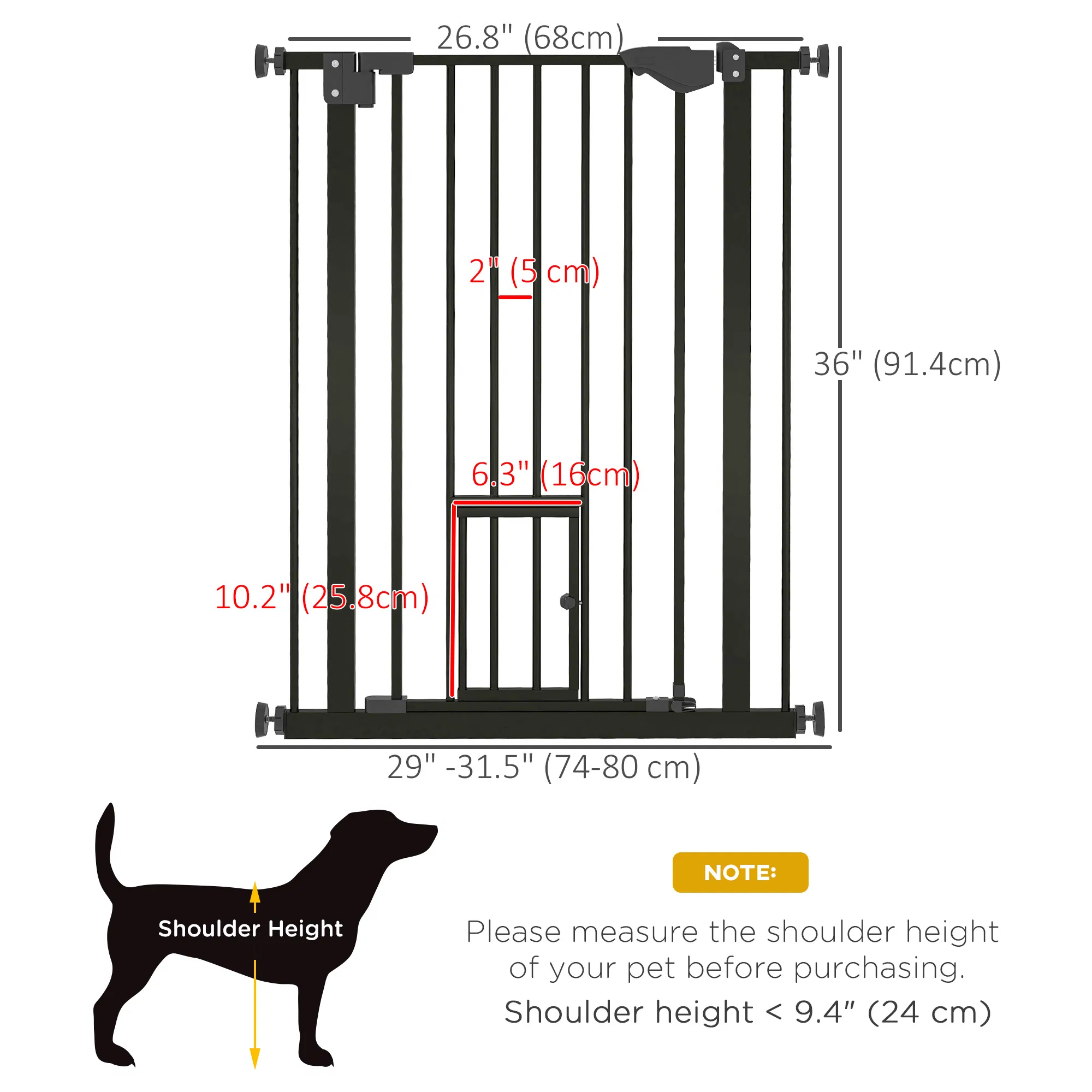 36" Easy Open Indoor Dog Gates for Doorways, House, Stair - Black — image 6