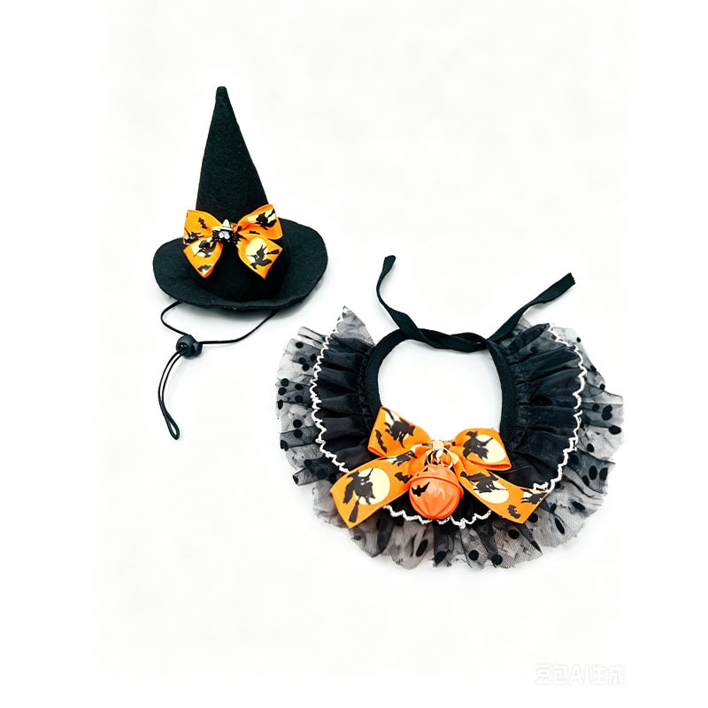 New Cat Bandana Hat Set Halloween Pet Scarf Neckwear Dog Bib Collar — image 7