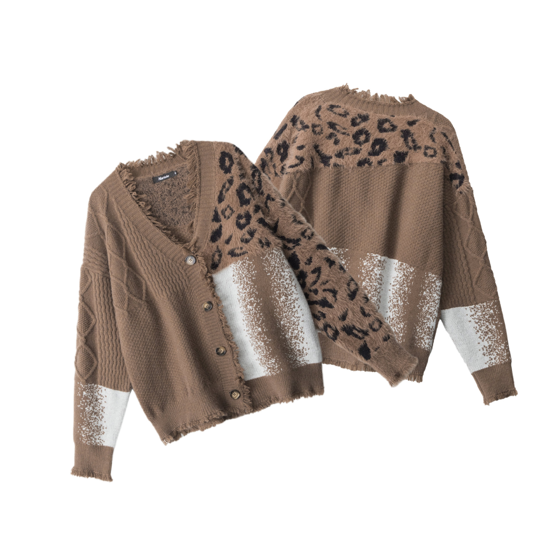 Tassel fringed leopard print color blocked jacket — image 6